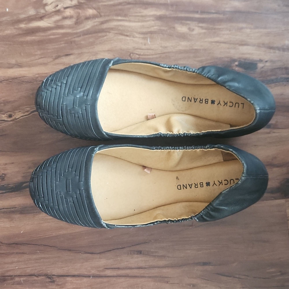 Lucky Brand Black Leather Ballet Flats